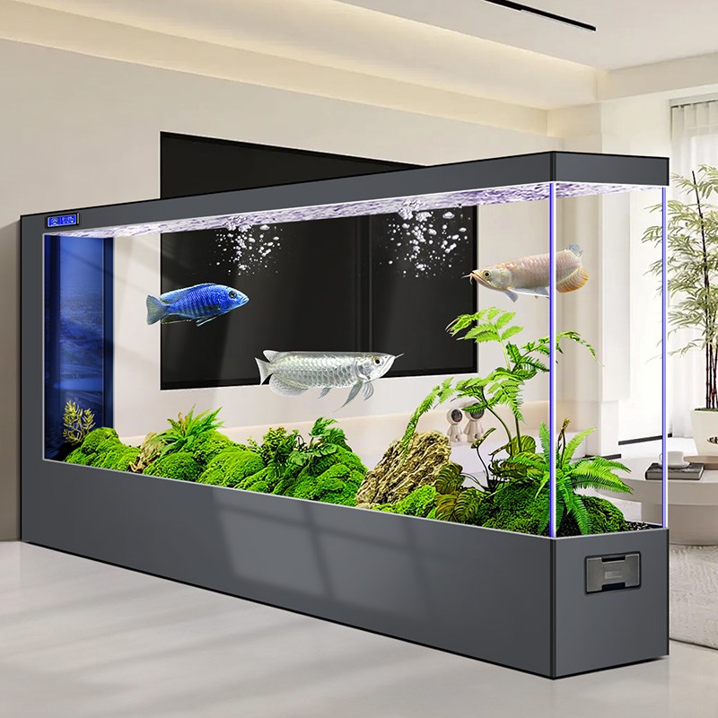 超白玻璃鱼缸屏风隔断客厅家用大型落地智能生态水族箱新款办公室