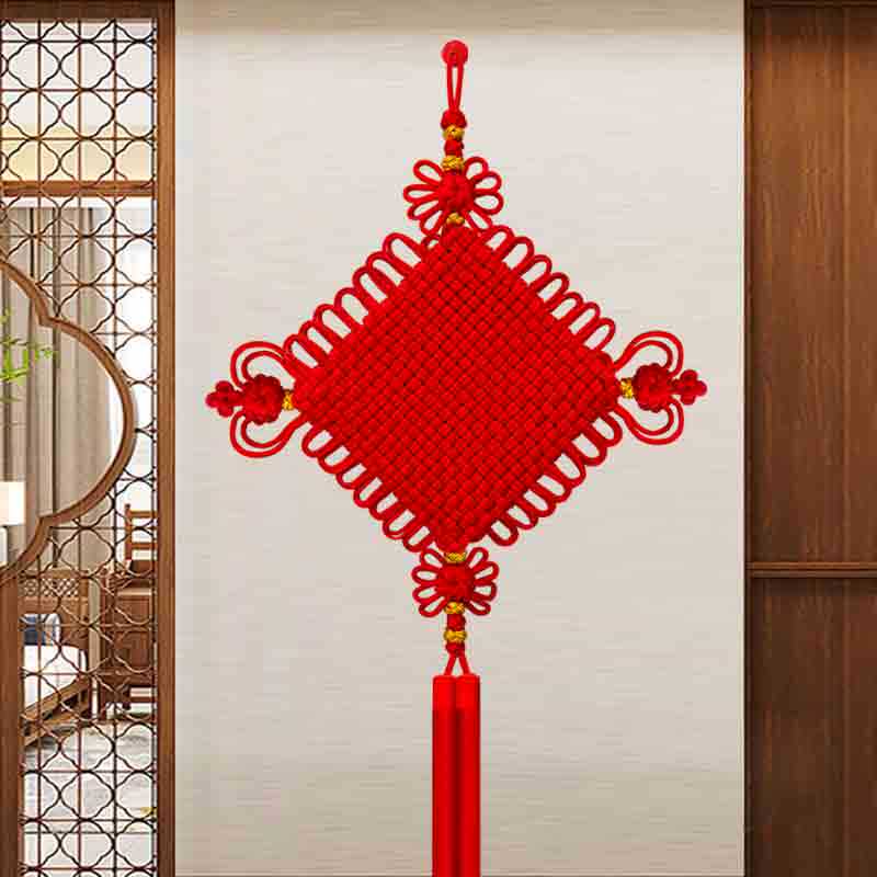 黄色蓝色中国结挂件客厅大号挂饰电视背景墙装饰高档双线乔迁新居