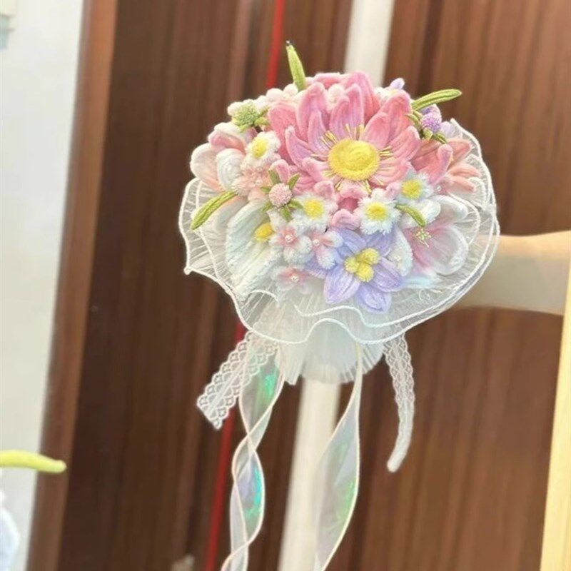 diy手工编织扭扭棒新娘手捧花材料包百年好荷花束送闺蜜婚礼礼物