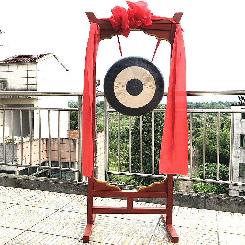 双色金色锣带架40厘米50公分36cm铜锣套装喜庆锣鼓实木锣鼓架仿古