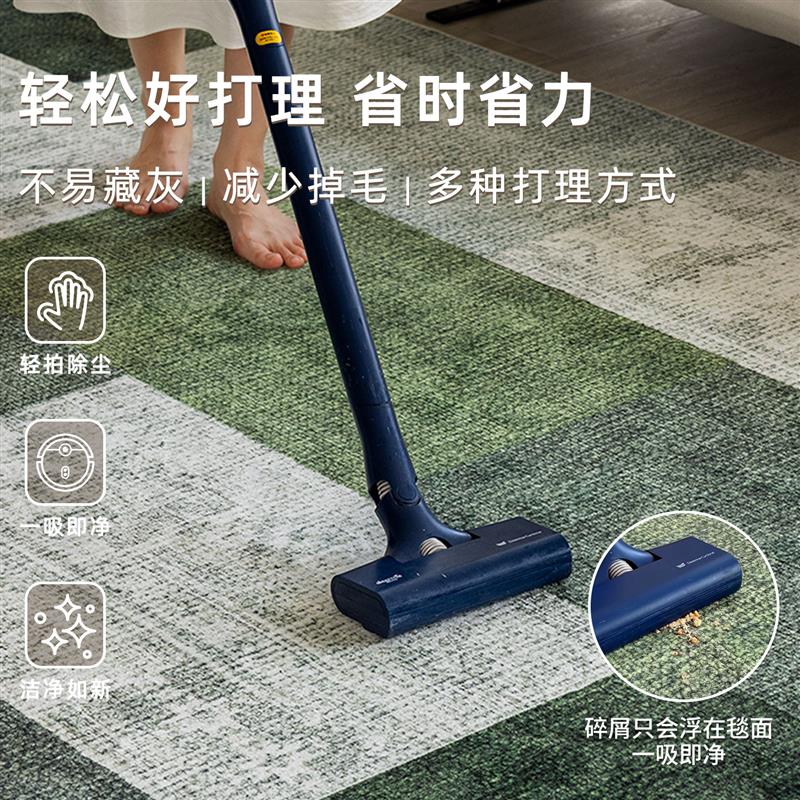 法式清新绿色地毯客厅沙发茶几防水可擦免洗地垫卧室床边毛绒脚垫