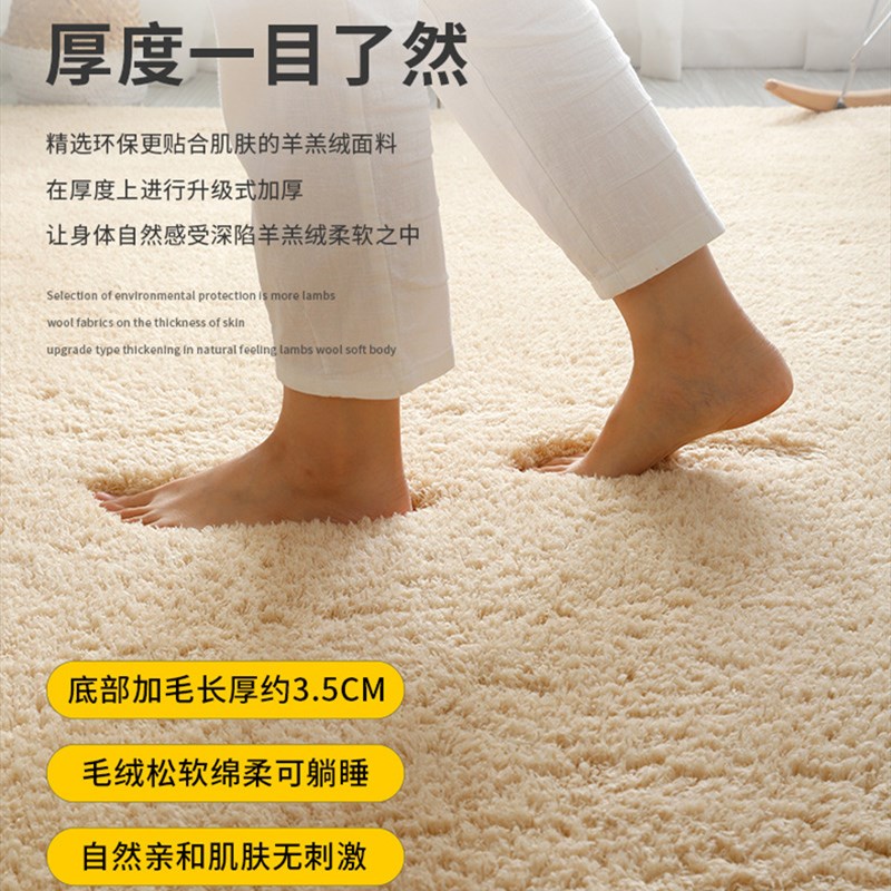 高端羊羔绒床边地毯客厅卧室ins风加厚整铺毛绒房间长条毛毯地垫