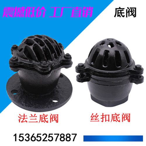 H42X-6法兰底阀铸铁丝扣底阀H12X升降式内螺纹单向阀水泵吸水底阀