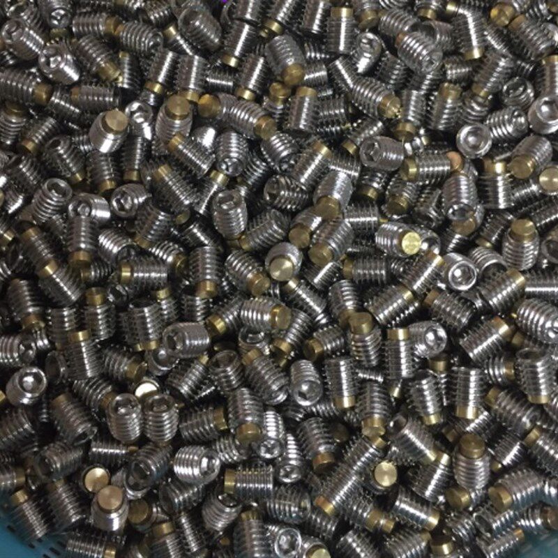 100粒起304内六角英美制10#-24铜头螺丝钉顶部装镶嵌铜垫片头机米