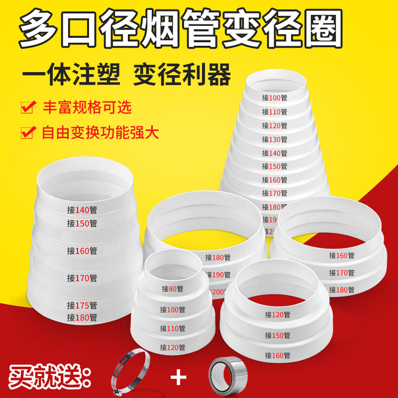 抽油烟机排烟管转换接头烟管变径圈止逆阀油烟机配件大小头变径管
