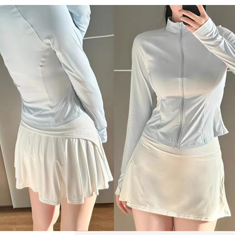 白色运动短裙半身裙女夏季羽毛球网球裙裤小个子防走光a字健身裙