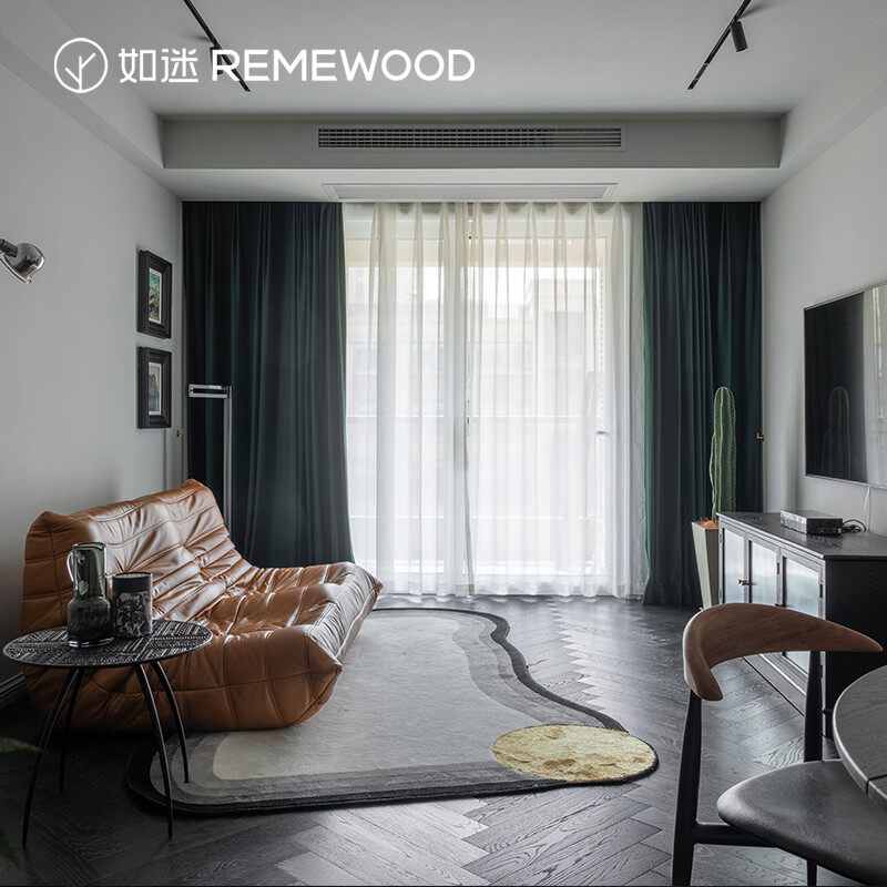REMEWOOD进口橡木黑色多层人字拼实木复合地板全桦木环保地暖家用