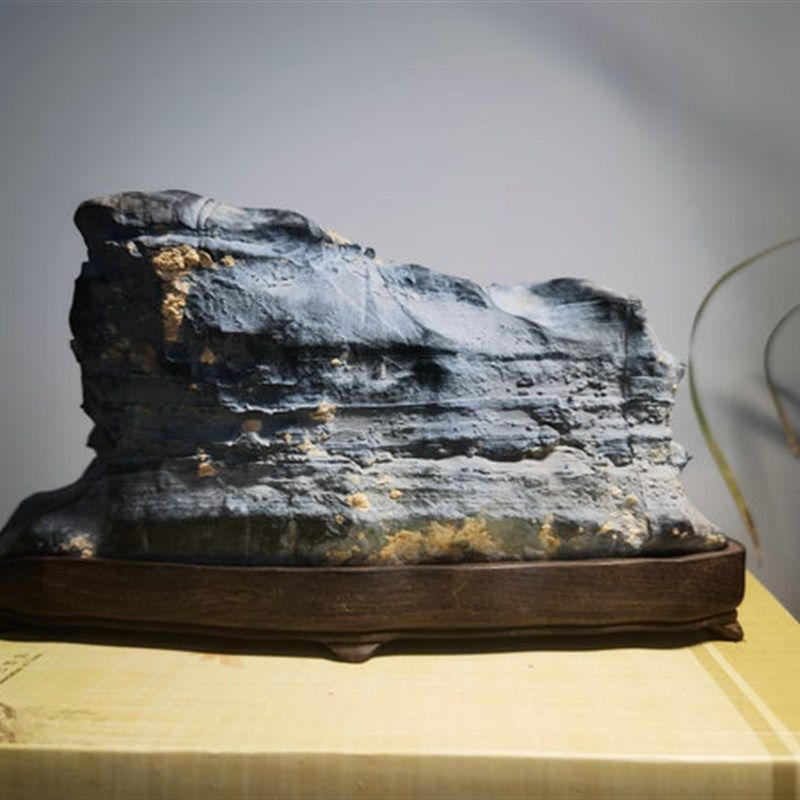 灵璧石精品灵壁石磬石莲花磬石原石纹石案头小品石小山形奇石摆件