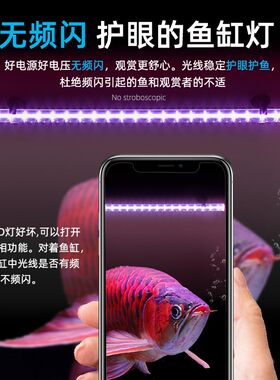 一拖二双排LED灯珠七彩增艳三基色防水灯管鱼缸照明三色增艳切换