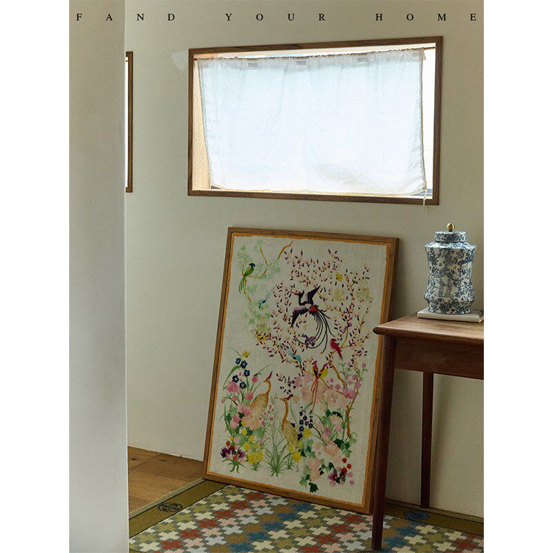 蜡笔派新中式绮丽东方挂画客厅入户玄关挂毯画背景墙装饰艺术画