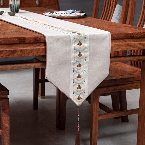 新中式新古典中国风禅意长条布艺电视柜餐桌茶几床旗桌布桌旗