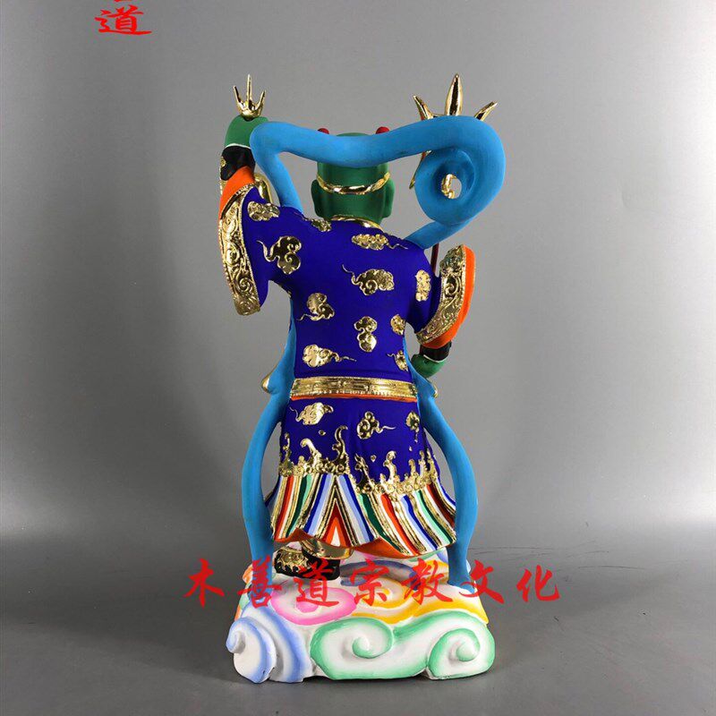 木雕神像地司猛吏护发殷元帅樟木漆线雕精品手工30厘米