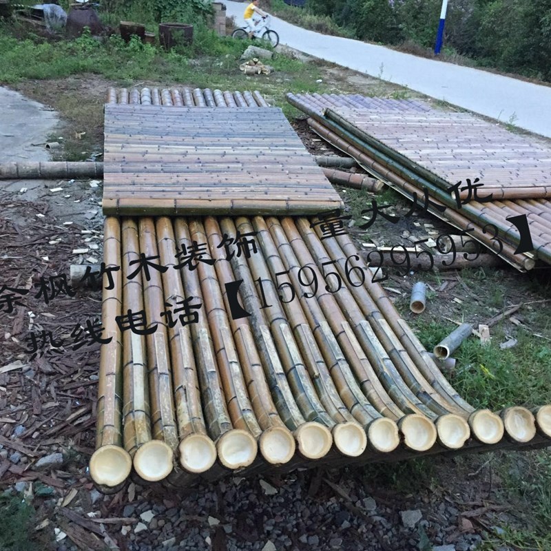 定制竹房子竹长廊竹篱笆竹亭子美丽乡村竹牌楼竹大门定制竹筏竹船
