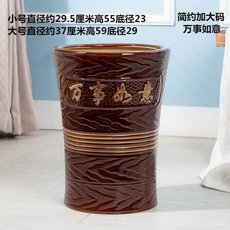 特大号陶瓷棕色花盆大码加高加深发财树盆花钵花缸高筒陶土超大价