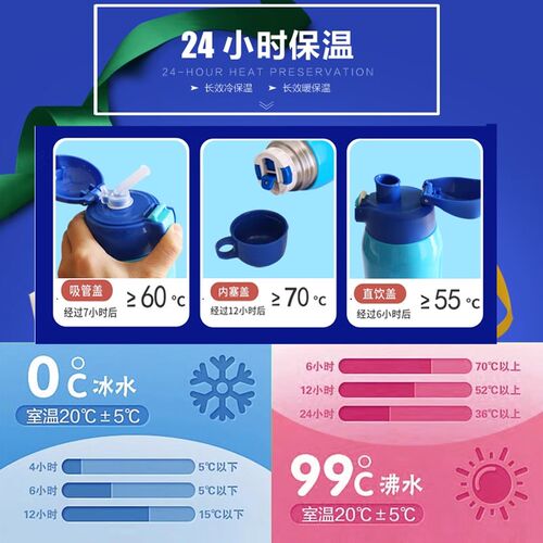 爱宝熊儿童保温杯316不锈钢带吸管上学专用防摔水杯壶男女幼儿园