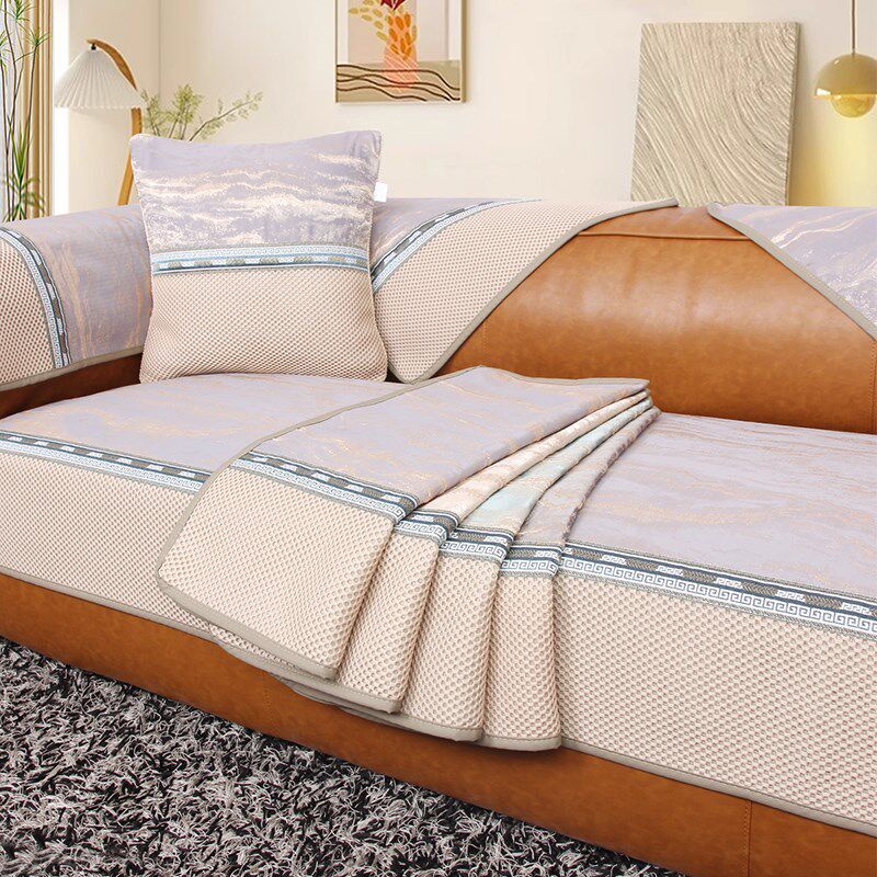 夏季皮沙发垫防滑坐垫四季通用沙发套罩盖布轻奢高级感2024新款