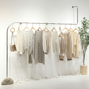 服装店展示架上墙创意不锈钢女装店铺简约落地式挂衣架陈列架货架