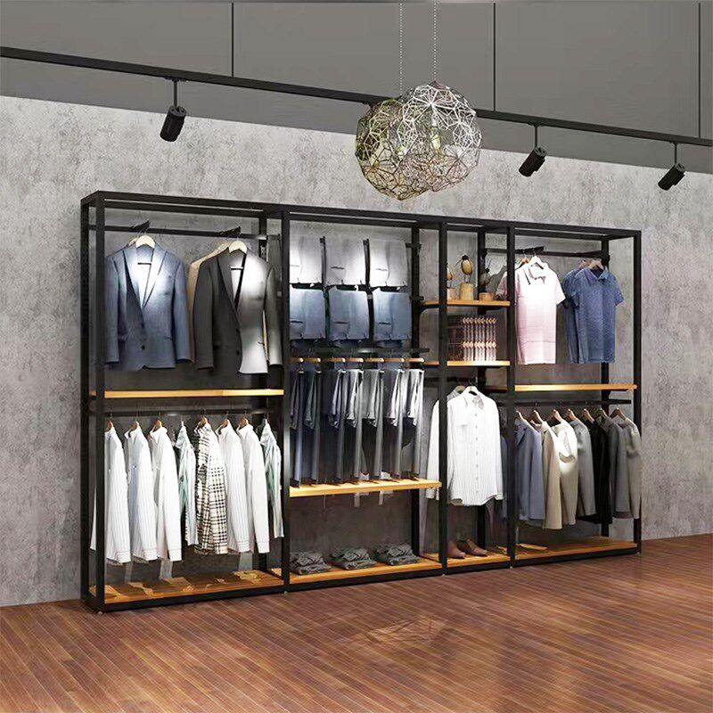 服装店铁艺展示架家用落地式双层陈列男装店货架女装店组合挂衣架