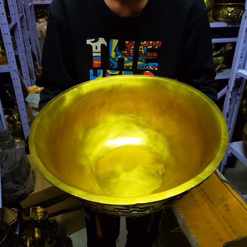 聚宝盆黄铜深雕立体雕刻摆件各种型号铜器工艺品装家居装饰品