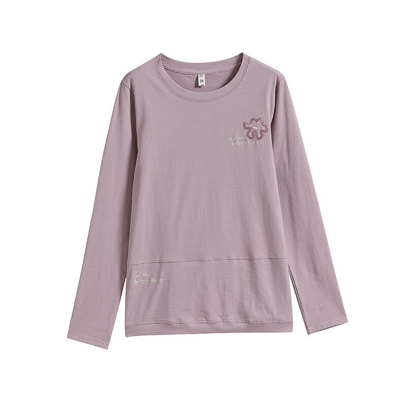 妈妈春秋装2024新款秋衣外穿纯棉长袖t恤女大码上衣中老年打底衫