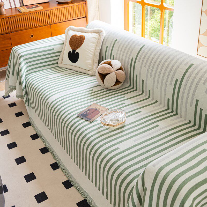 沙发盖巾高级感四季通用三位贵妃一整张靠背防猫抓全包万能套罩垫