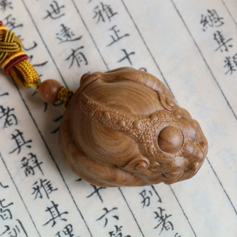 保真檀香木雕手把件钥匙挂件招财神兽貔貅檀木雕刻工艺品文玩礼品