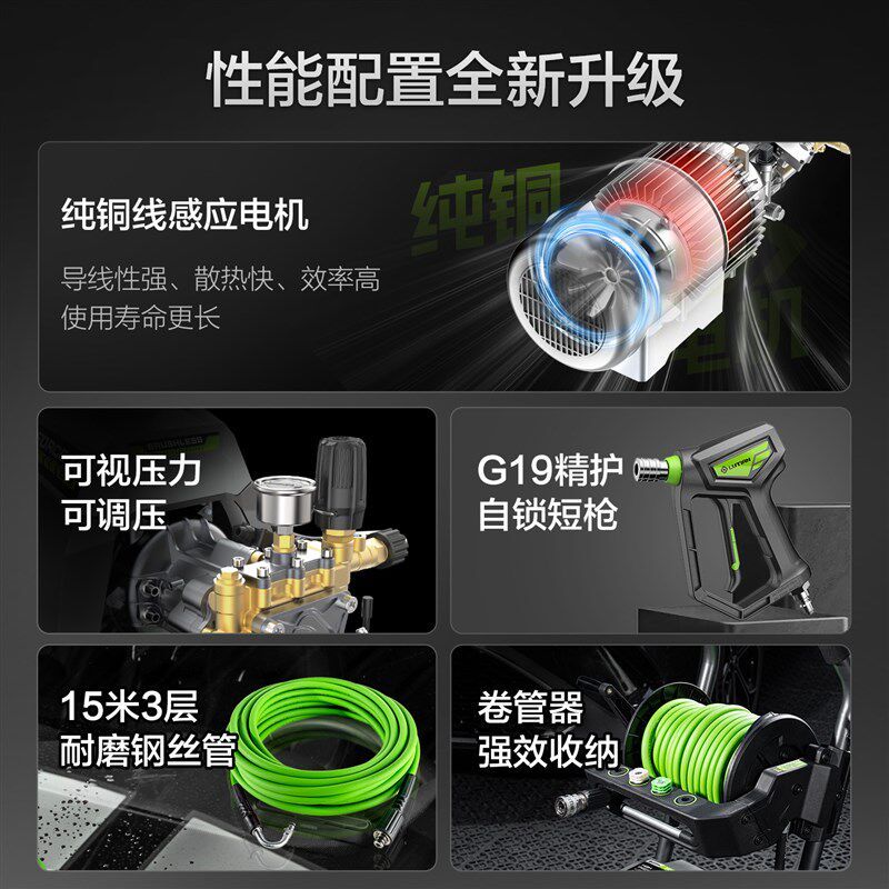 绿田洗车机高压清洗机威擎X5大功率220v水枪水泵家用商用刷车神器