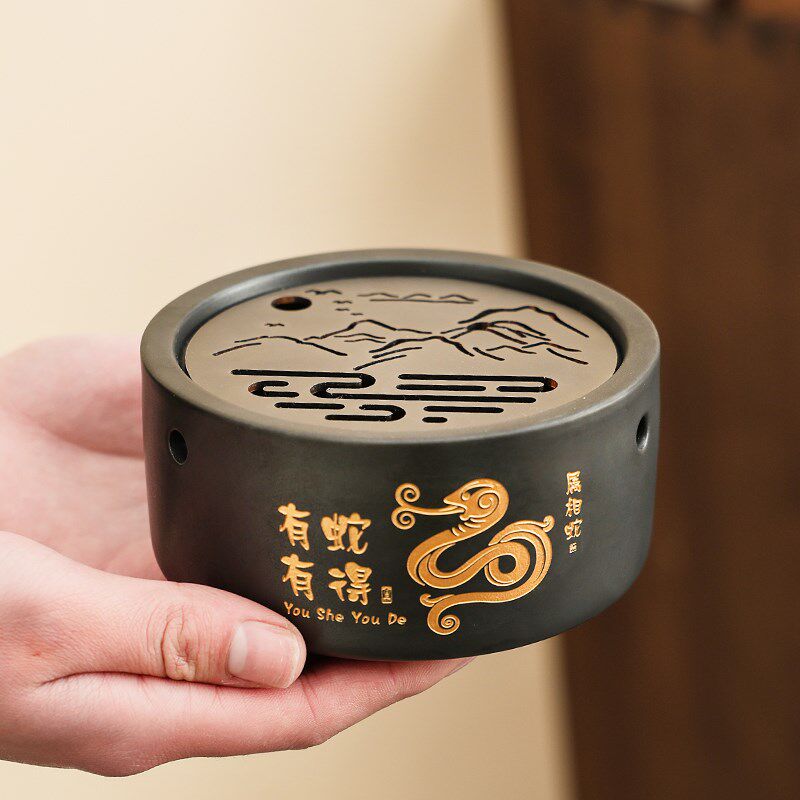 禅意十二生肖温茶炉蜡烛加热暖茶底座保温煮茶器陶瓷描金茶具茶炉