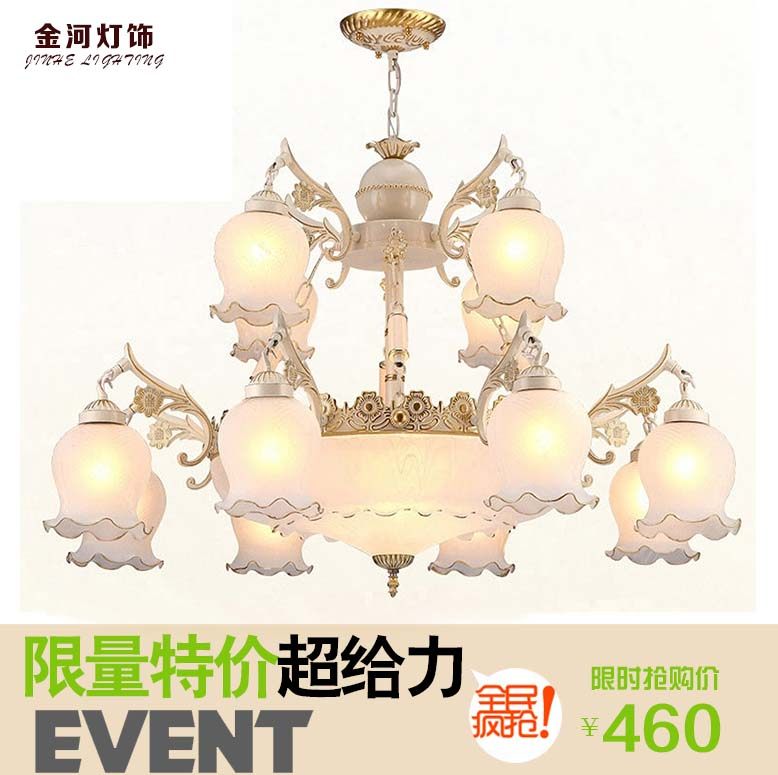 锌合金欧式水晶吊灯 客厅LED吊灯卧室餐厅复古灯具酒店复式楼吊灯