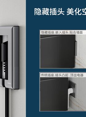 隐藏式插座内嵌式插座冰箱专用嵌入式隐形五孔凹槽镶入式墙面面板