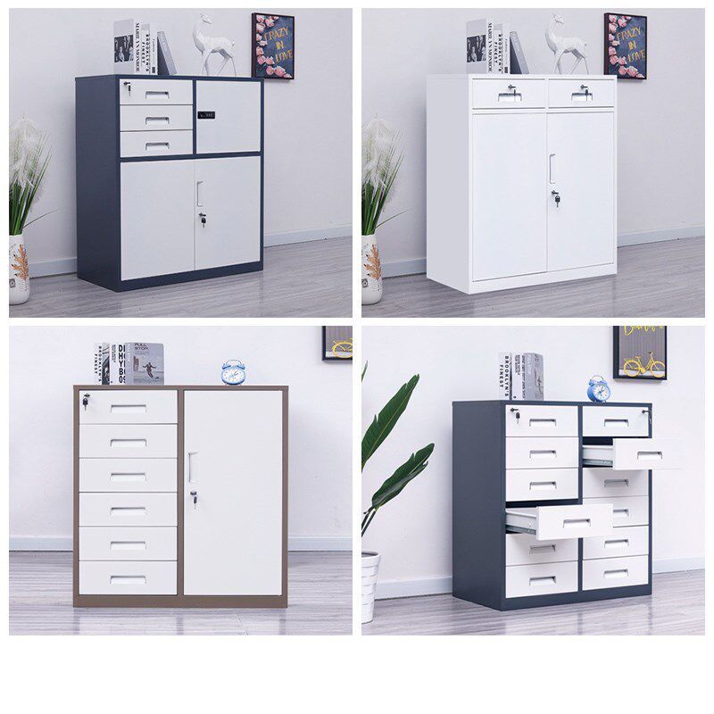 文件柜矮柜办公室桌边资料收纳柜抽屉打印机放置柜带锁家用储物柜