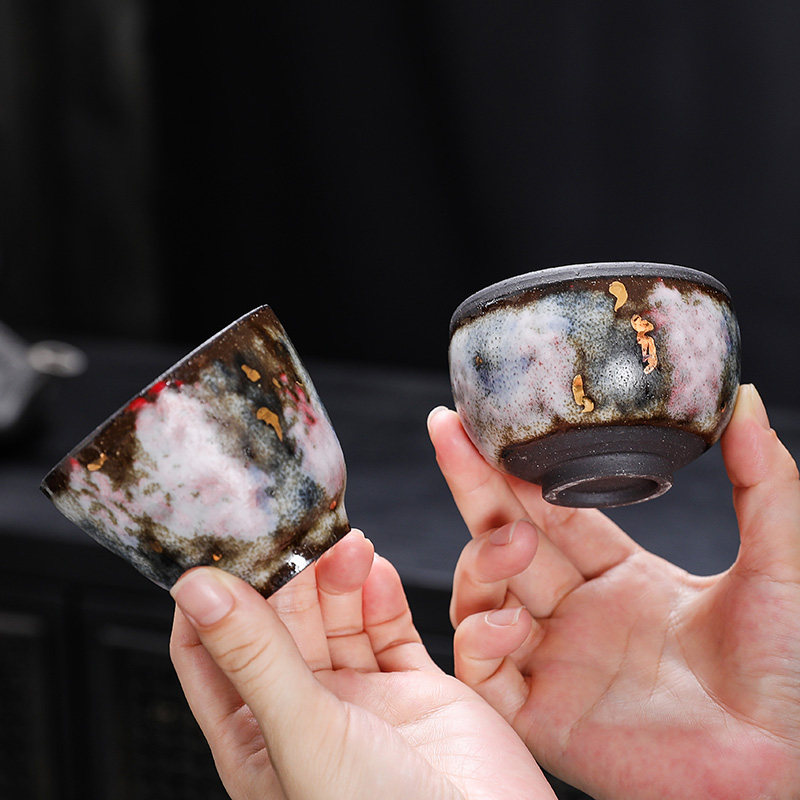 志野柴烧樱吹雪主人杯复古陶瓷茶杯大号茶盏紫砂茶具品茗杯单杯