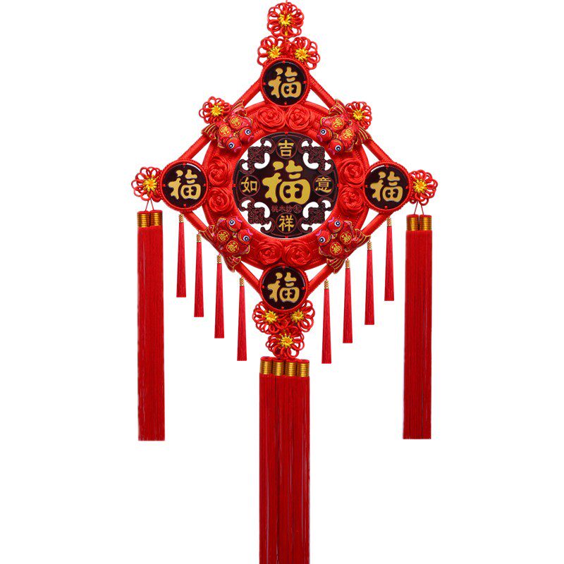 中国结挂件客厅大号高档桃木福字镇宅乔迁玄关背景墙门上春节挂饰