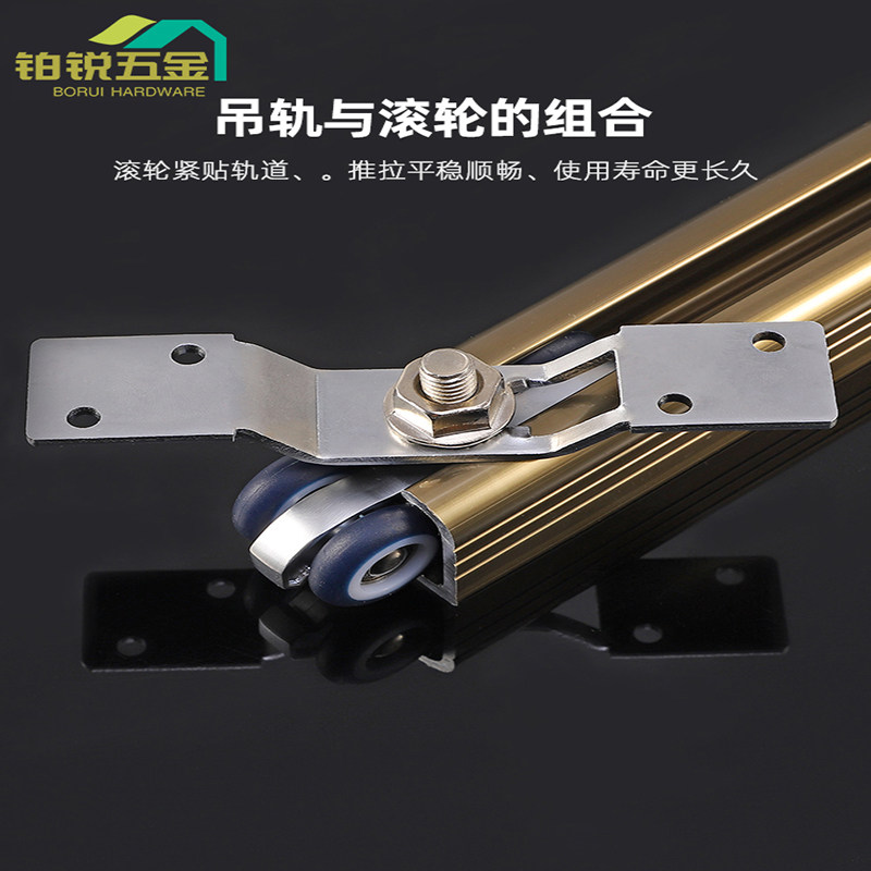 折叠门重型无下轨推拉门吊轨道全套五金配件房门隔断移门导轨滑轮