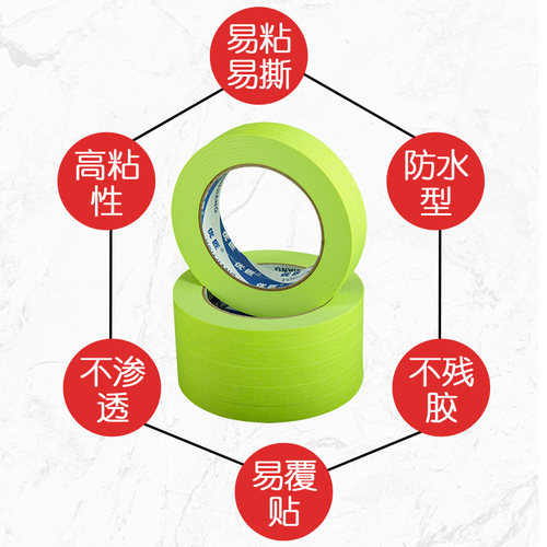 绿色高粘美纹纸胶带贴纸强粘一公分外墙真石漆专用美纹纸分格线胶
