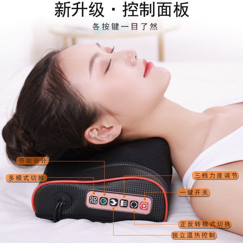 颈椎按摩器按摩枕旋转加热腰椎肩背部多功能车载家居两用按摩仪