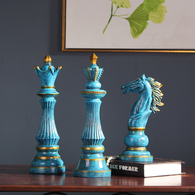 国际象棋 美式书房软装摆设客厅酒柜展厅装饰摆件 艺术软装工艺品