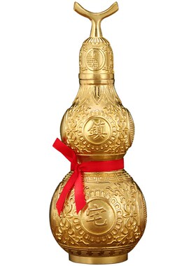 吉善堂 黄铜开盖葫芦摆件 开口家居客厅书房玄关装饰工艺品4207