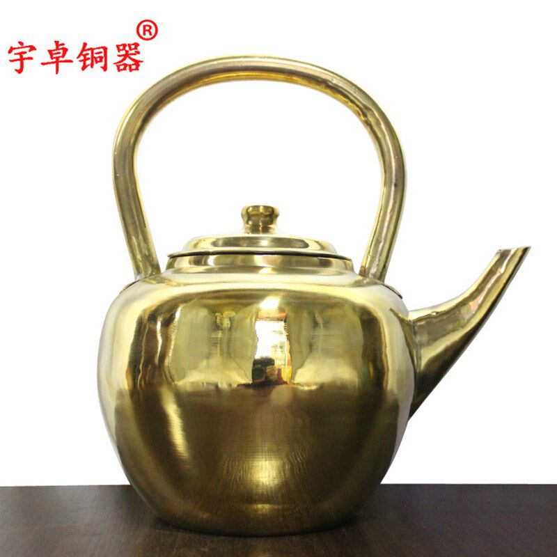 宇卓铜器 纯铜水壶铜烧水壶铜茶壶黄铜茶壶工艺品摆件