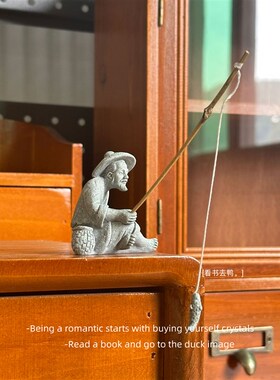 姜太公钓鱼 愿者上钩智者老者钓鱼鱼缸盆景微观装饰摆件礼物