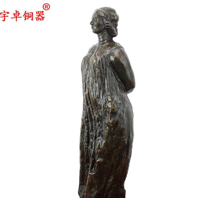 宇卓铜器 纯铜人物舞球老头老人欧式 休闲妇人黄铜雕塑工艺品摆件