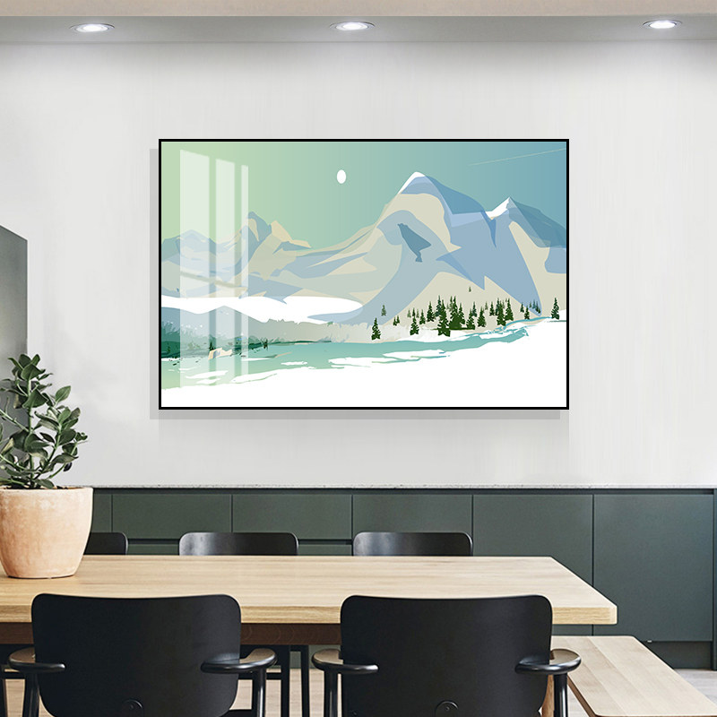 抽象手绘风格饭厅装饰画单幅简约壁画大气饭厅个性厅餐桌墙面挂画