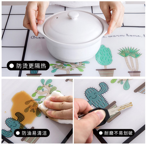 桌布pvc防水防油防烫厚北欧轻奢大理石餐桌垫长方形软玻璃茶几垫