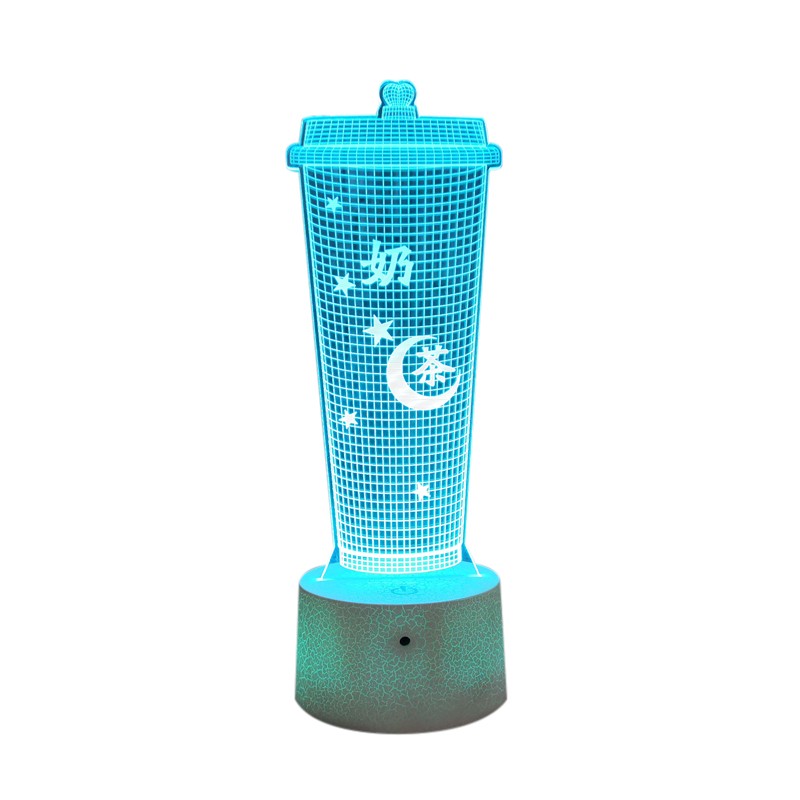 创意奶茶杯3d小夜灯usb插电卧室床头台灯酒吧台氛围灯创意礼品灯