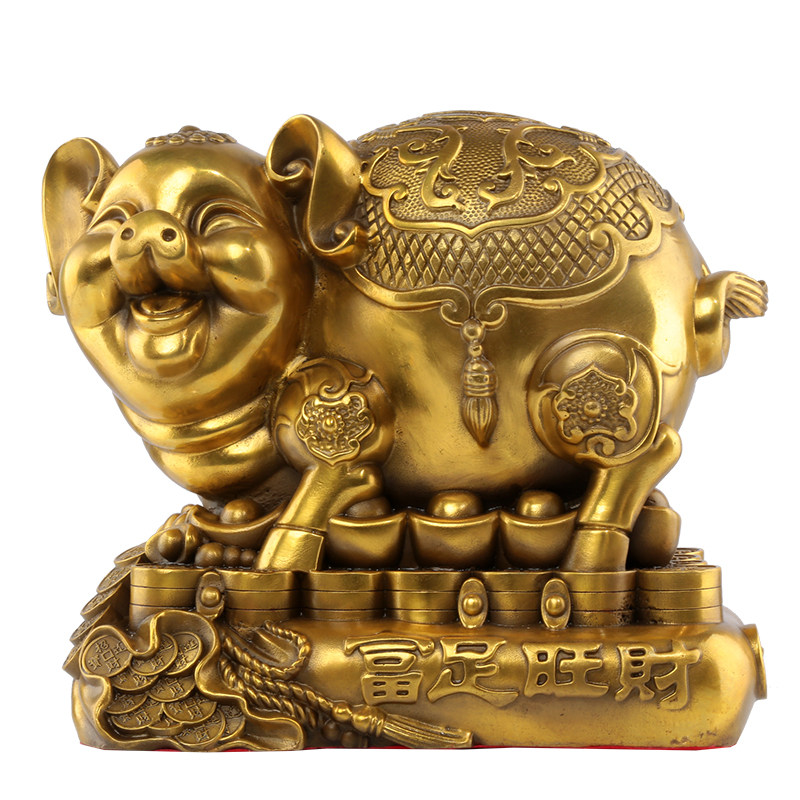 黄铜金猪摆件存钱罐十二生肖猪家居客厅玄关招财装饰工艺礼品摆设