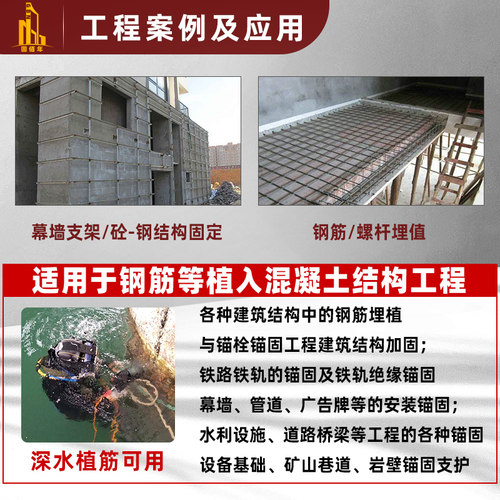 水下植筋胶水中植筋锚固专用胶建筑结构加固胶环氧型铁标A+级胶水