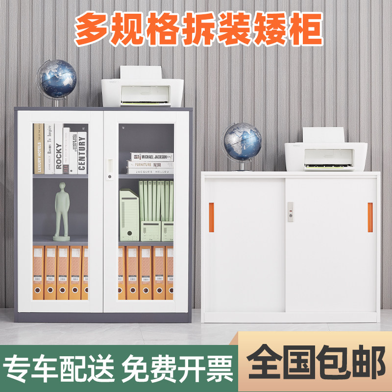 办公室文件柜家用柜铁皮柜推拉门矮柜玻璃门抽屉柜储物柜置物鞋柜