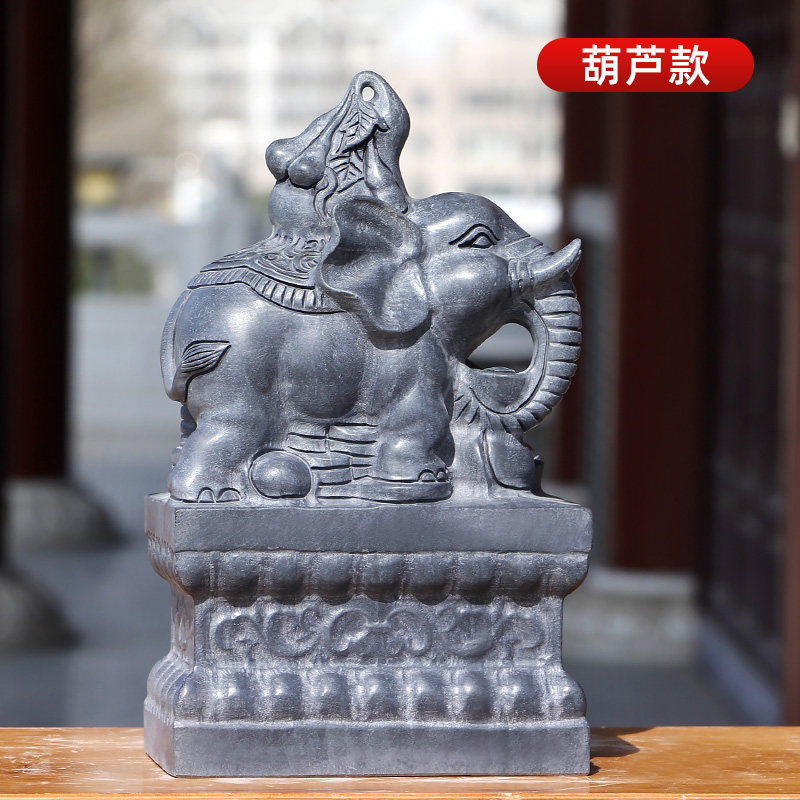 青石石头大象石雕象如意葫芦小象摆件家用门口石象招财象原石雕刻