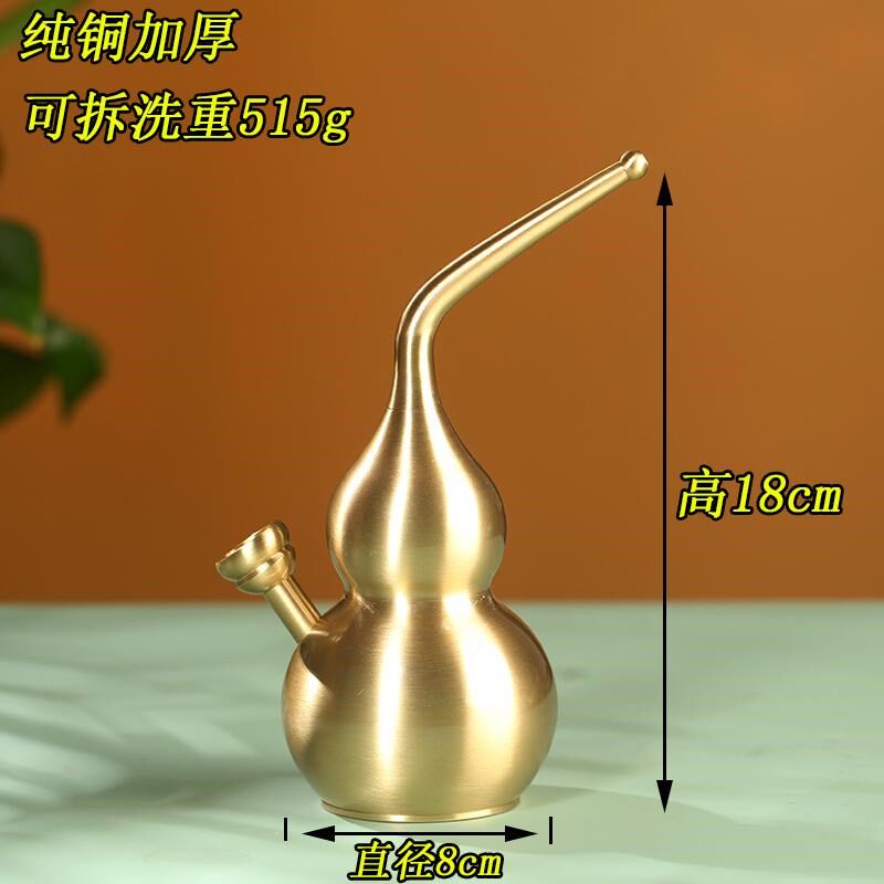 民翰牌纯黄铜雕福大号葫芦水烟壶重500g烟具烟斗一壶四用循环型