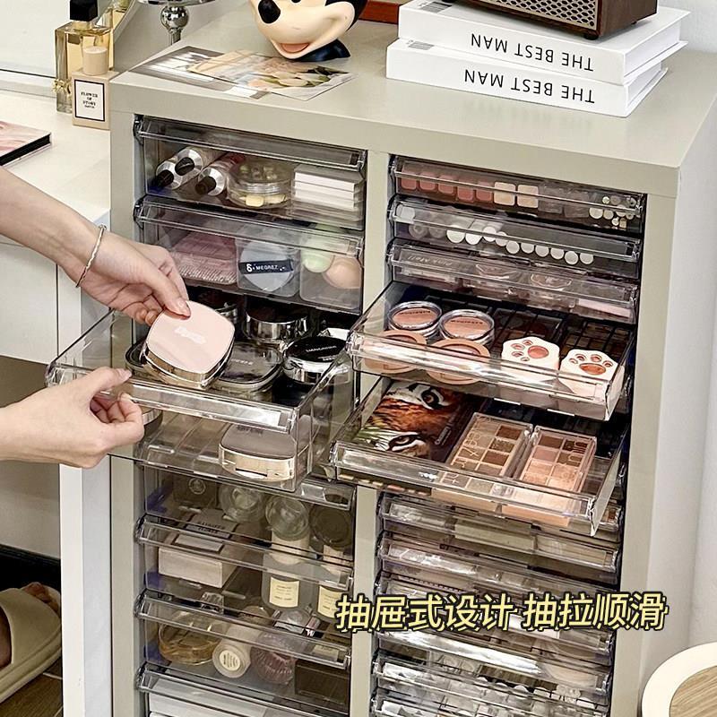 化妆品收纳盒桌面置物架抽屉式多层落地文件收纳柜放美甲储物柜子